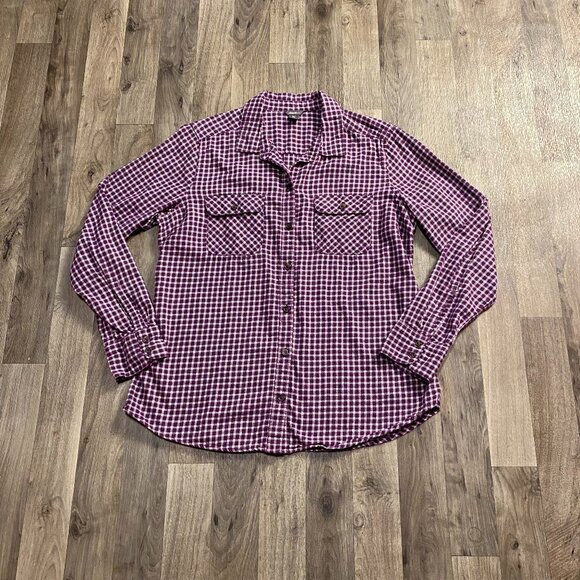 Eddie Bauer Purple Plaid Button Down Shirt Long Sleeve Size Large - Picture 1 of 5
